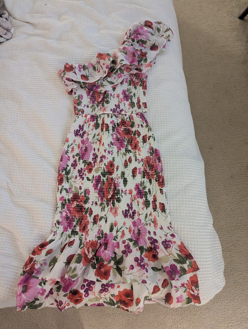 NWT Abercrombie & Fitch Floral Ruffle Skirt and Top - White with Pink & Red